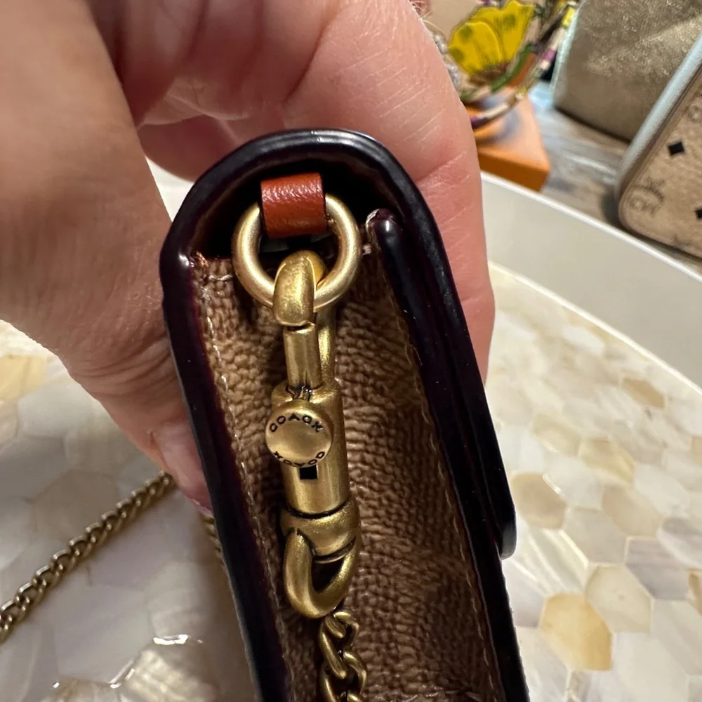 Coach mini wallet on a chain Rust signature so nice!